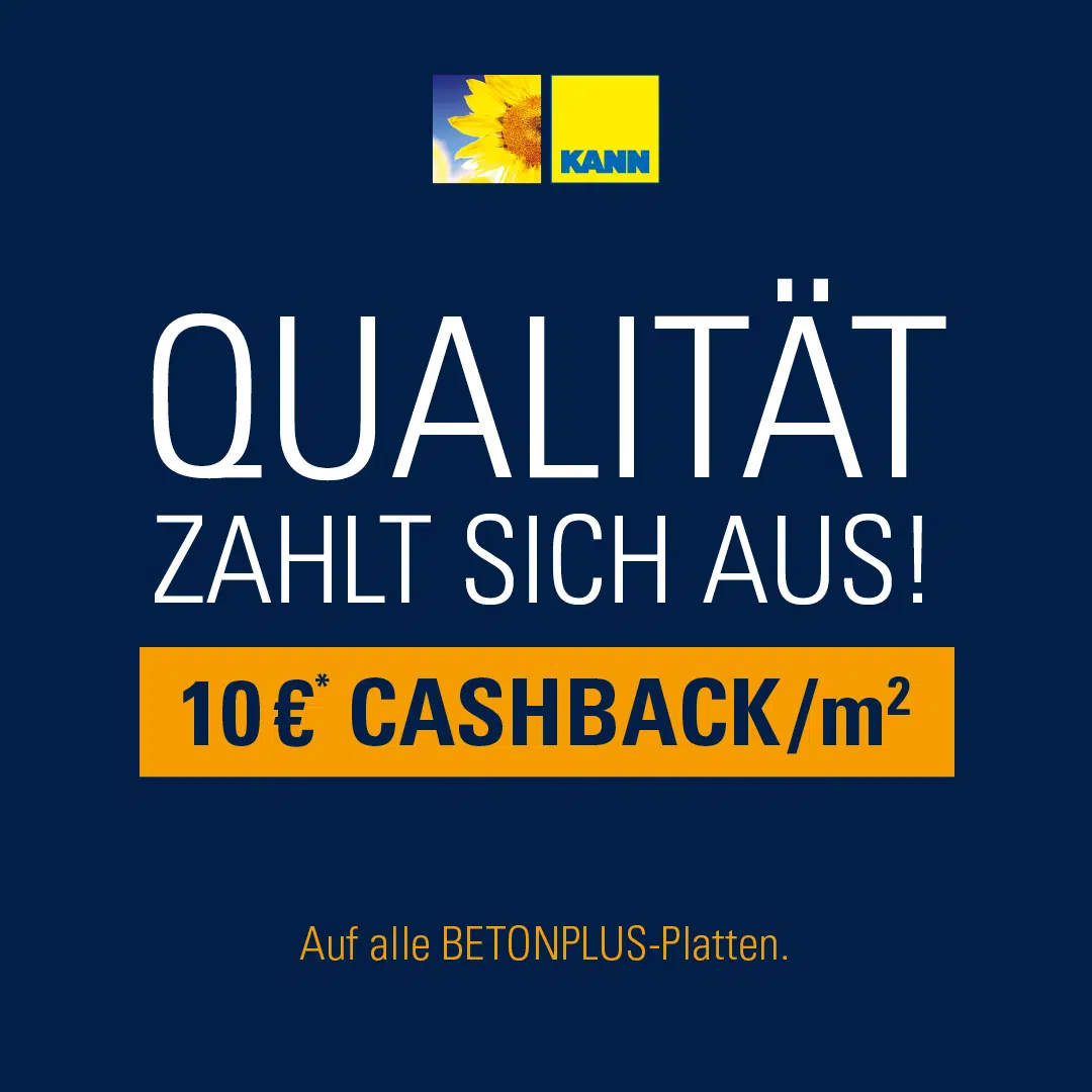 Cashback-Aktion - 10 € pro m2 auf alle BETONPLUS-Platten!